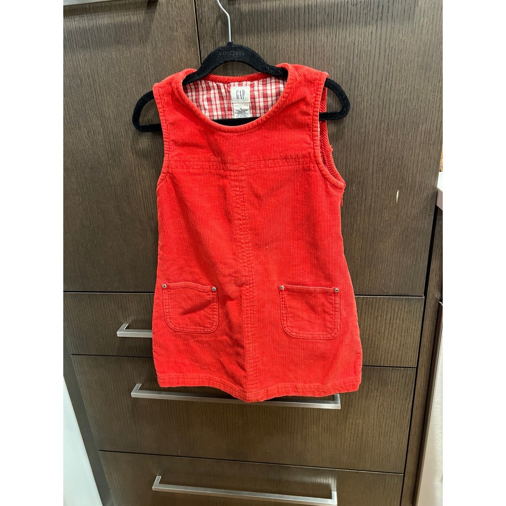 Gap kids corduroy jumper dress red girls small
